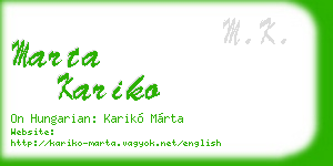 marta kariko business card